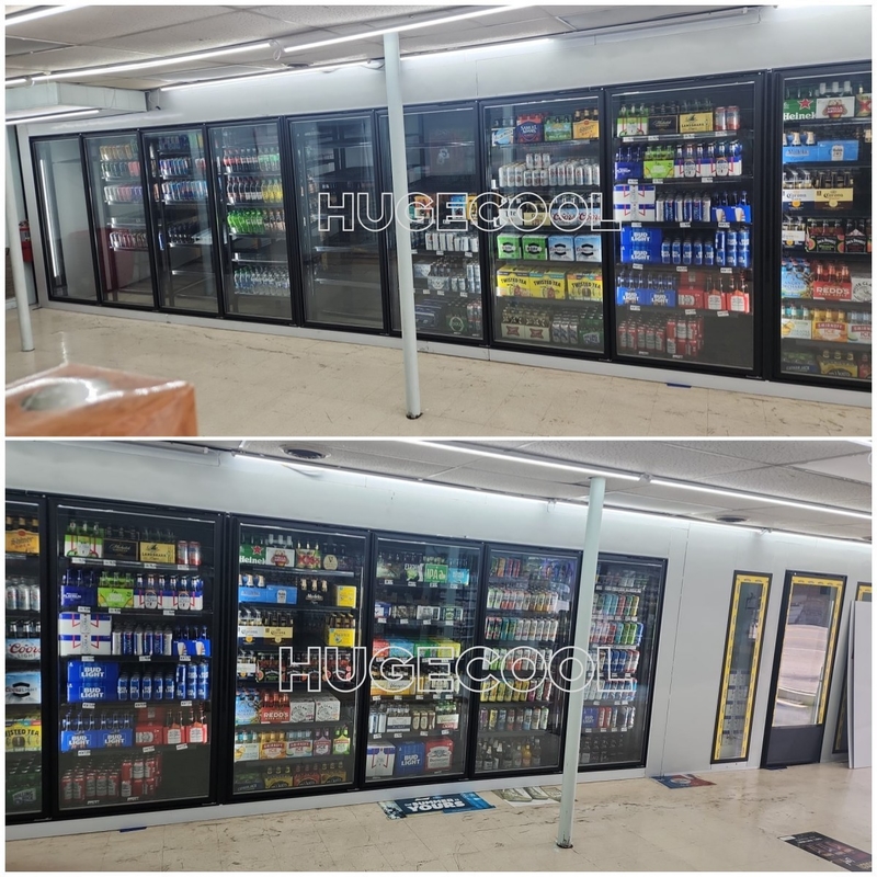 Walk in cooler with glass doors gas station cooler