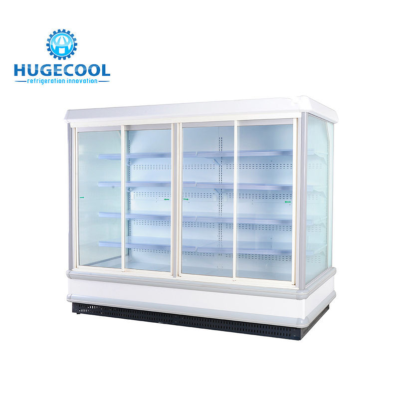 Supermarket Commercial Display Fridges , Refrigerated Display Cabinet With Double Glass Door